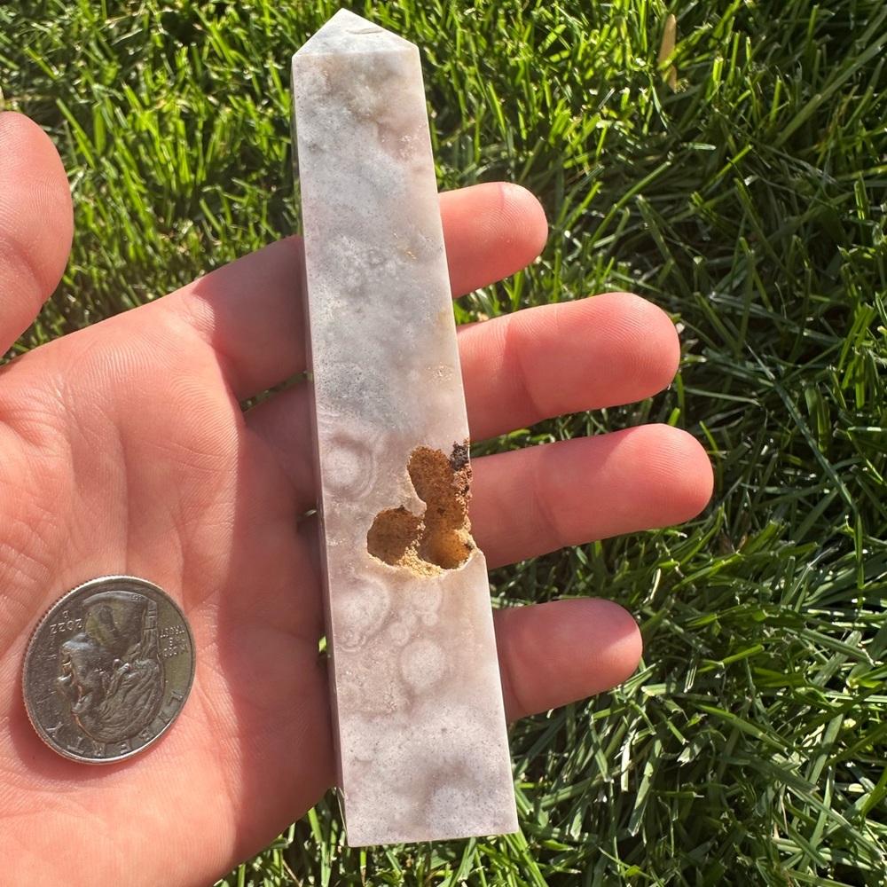 Elegant Cream Pink Amethyst Stone Pendant